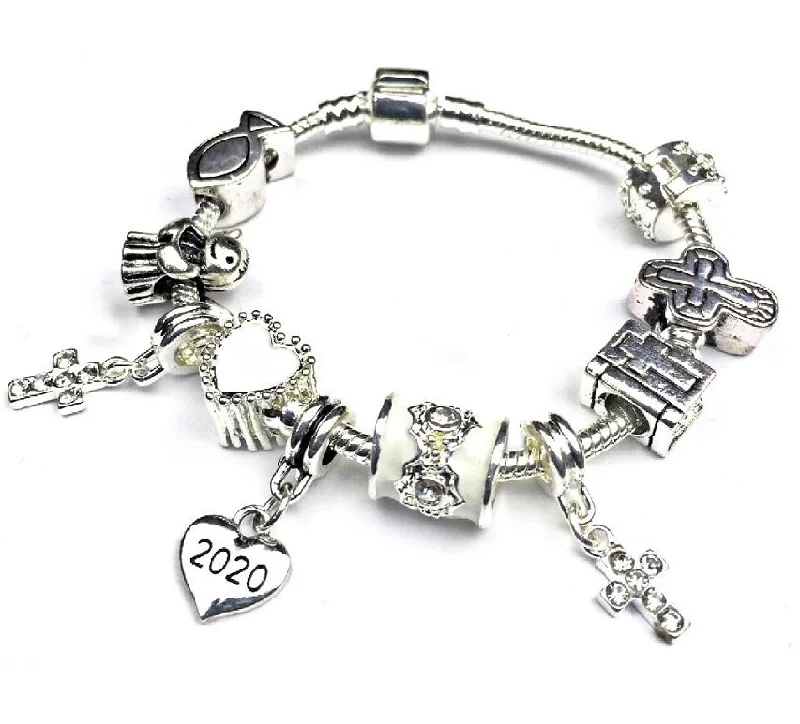 Girls First Holy Communion Silver Plated Charm Bracelet 2024