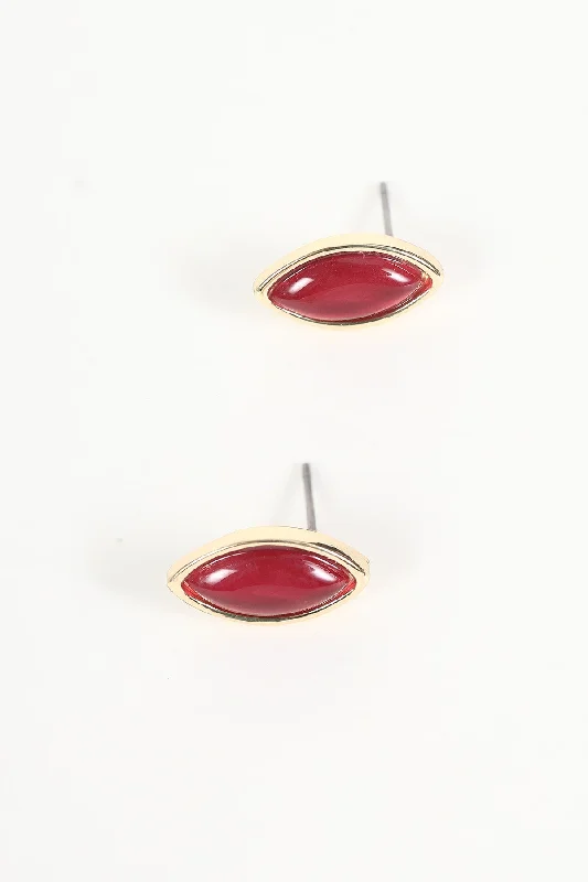 women handmade earrings -Red Cateye Crystal Earrings