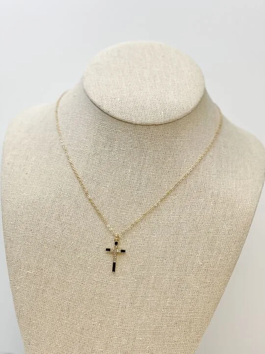 women crystal necklaces -Shine & Stone Cross Pendant Necklace