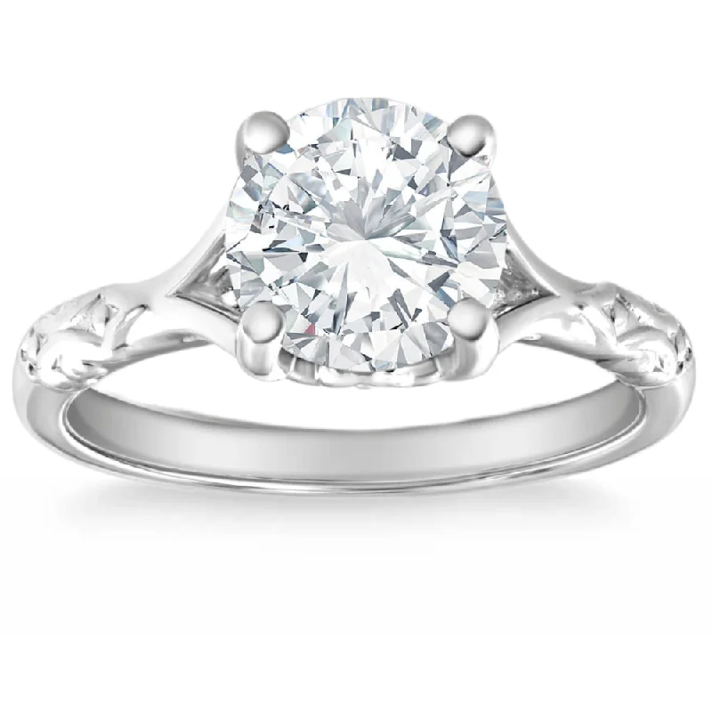 diamond halo engagement rings -2Ct Certified Round Diamond Platinum Solitaire Diamond Engagement Ring Lab Grown