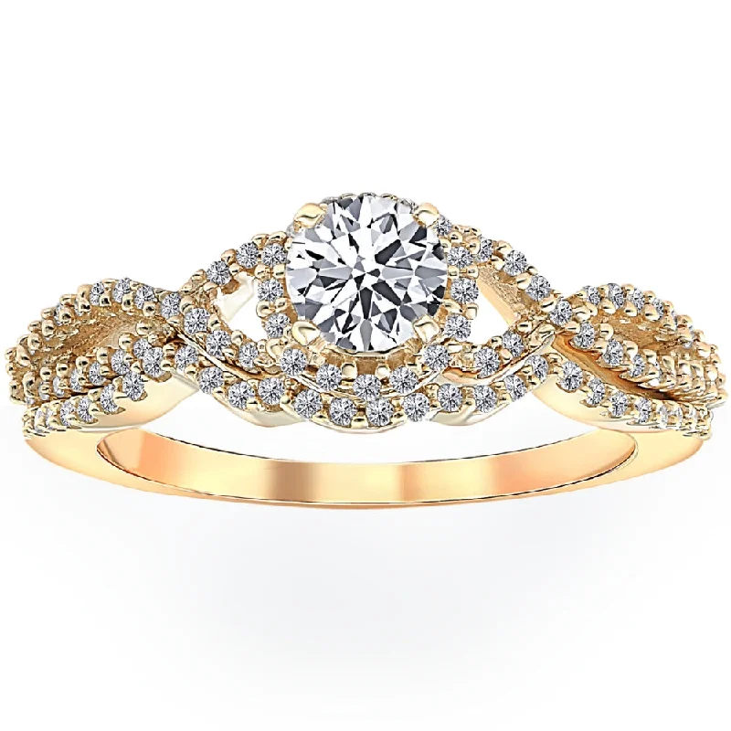 oval engagement rings -3/4 Ct Diamond Engagement Infinity Wedding Ring Set 14k Yellow Gold