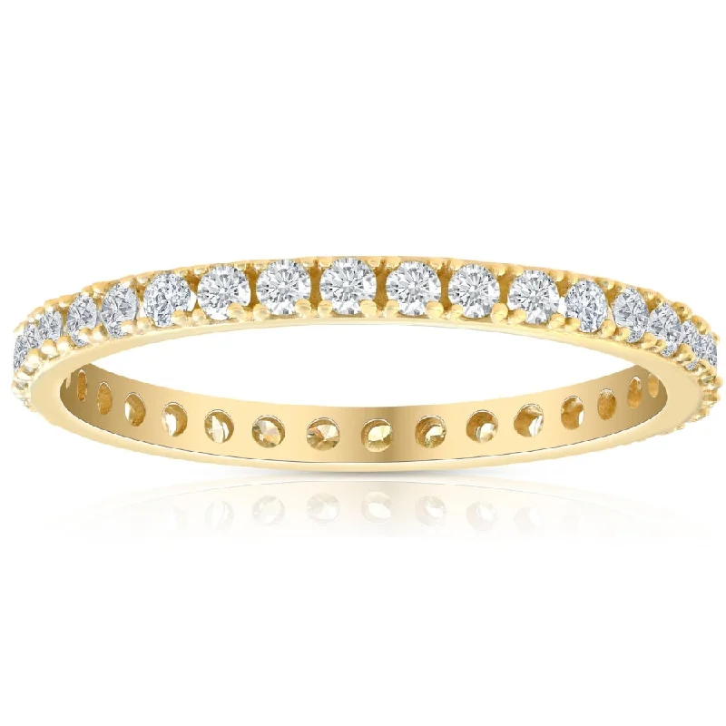 rustic engagement rings -1/2 Ct Diamond Eternity Ring 10k Yellow Gold Womens Stackable Anniversary Band