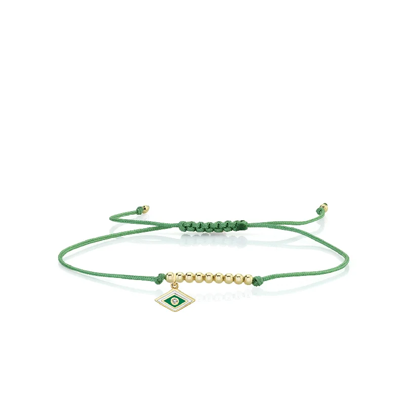 Gold & Enamel Tiny Groovy Eye Cord Bracelet