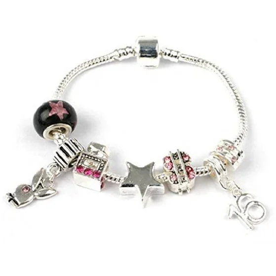 Teenager's 'Fashion Victim' Age 13/16/18 Silver Plated Charm Bead Bracelet