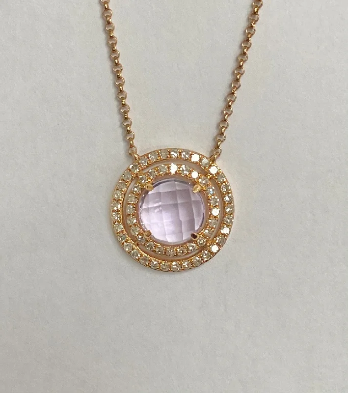 women layered necklaces -14kt Rose Gold Amethyst and Diamond Necklace