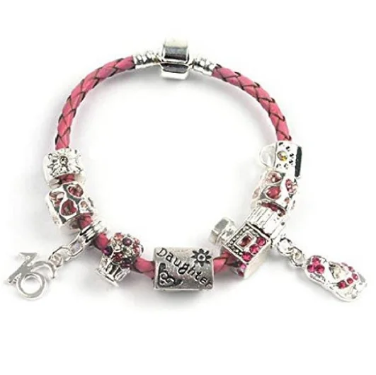 Teenager's Daughter 'Little Mix' Age 13/16/18 Pink Braided Charm Bead Bracelet