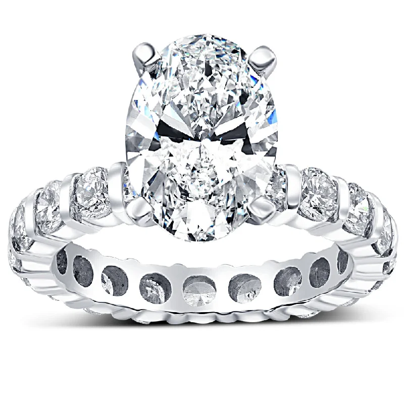 vintage engagement rings -5 Ct TW Oval Diamond Eternity Engagement Ring 14k White Gold Lab Grown