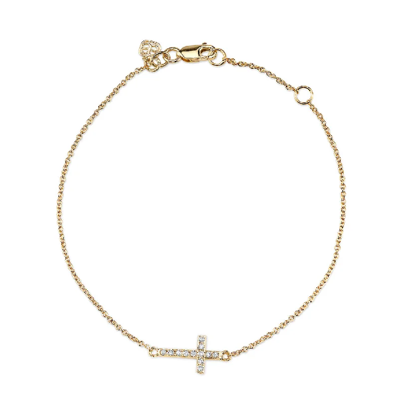 Gold & Diamond Small Cross Bracelet