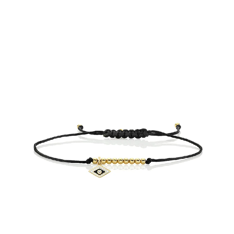 Gold & Enamel Tiny Groovy Eye Cord Bracelet