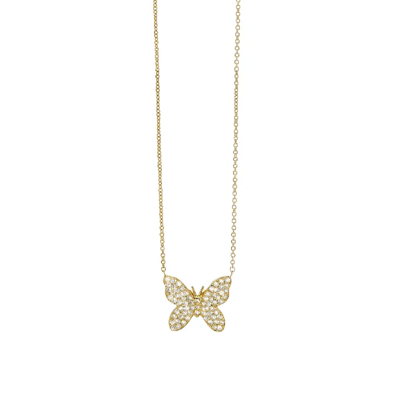 women handmade necklaces -Gold & Diamond Butterfly Necklace