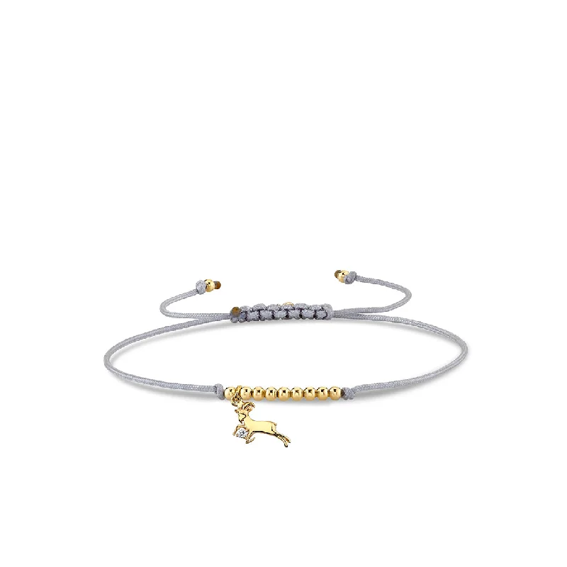 Gold & Diamond Tiny Capricorn Zodiac Cord Bracelet