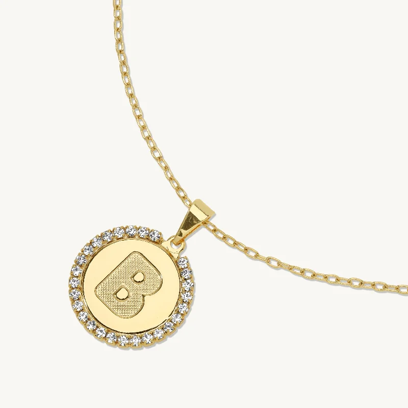 women artistic pendant necklaces -Zeta Initial Coin Pendant Necklace