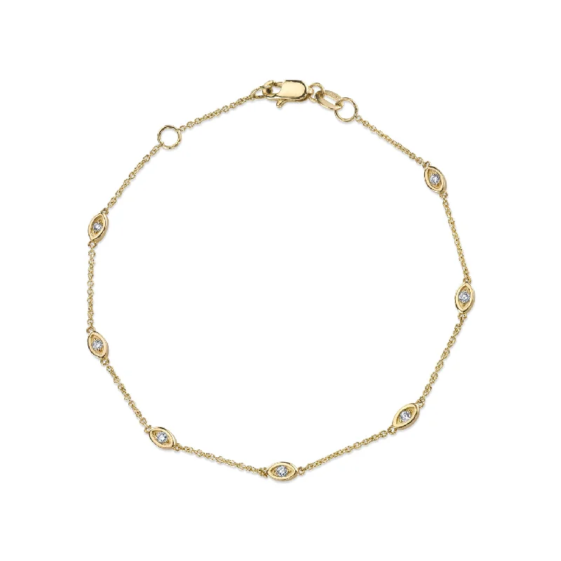 Gold & Diamond Multi Marquise Eye Bracelet