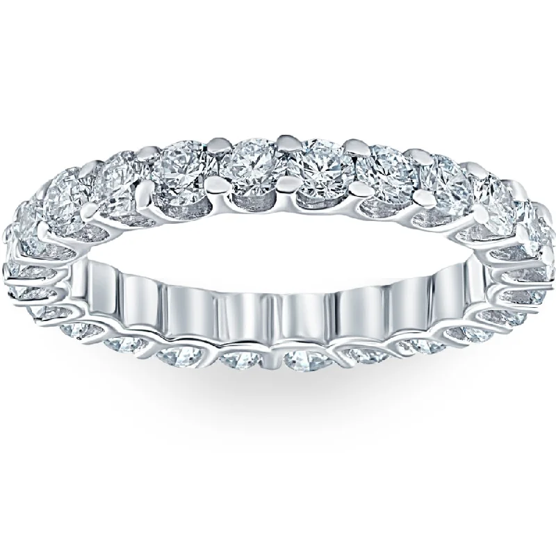 luxury solitaire engagement rings -1 1/2ct Lab Grown Diamond Eternity U Prong Ring 10k White Gold Wedding Band