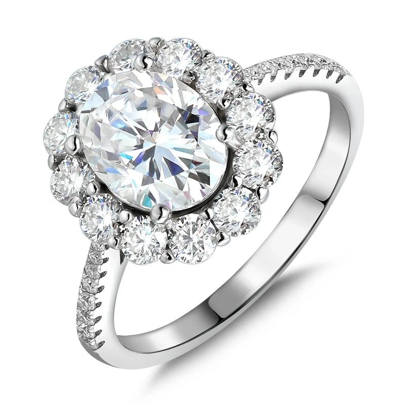 unique engagement rings -2.0 Ct Oval Cut Diamond Halo Engagement Ring