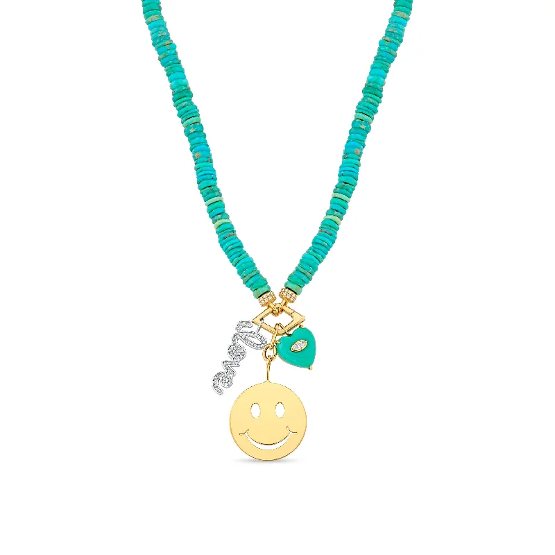 women long gold necklaces -Gold & Diamond Cali Love Turquoise Necklace