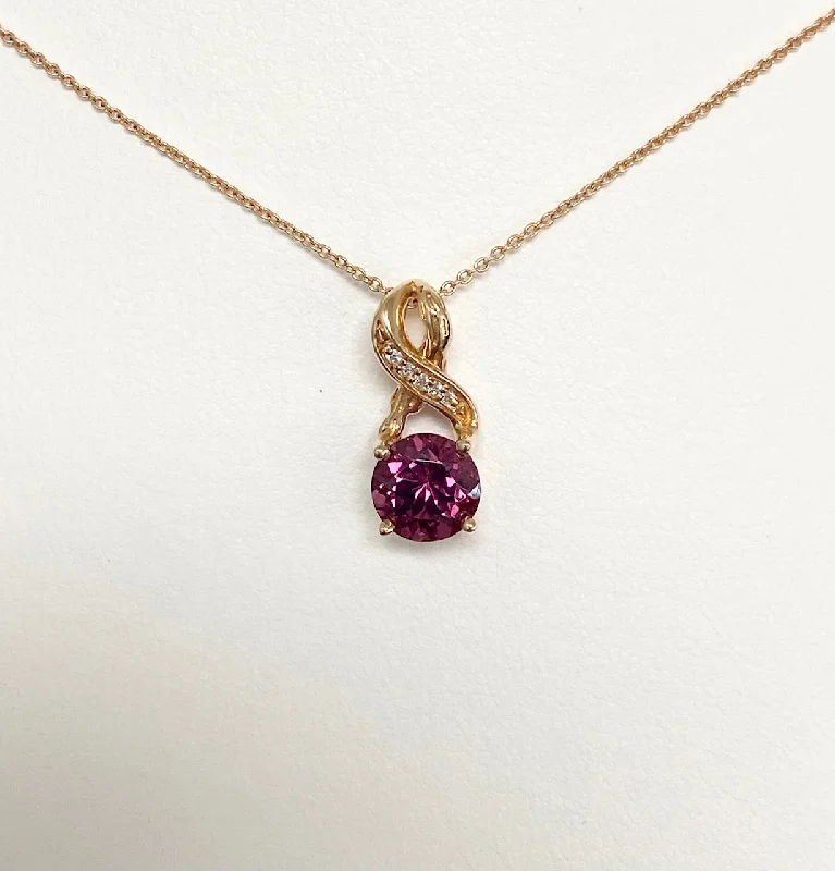 women cross necklaces -14kt Rose Gold Rhodolite Garnet and Diamond Pendant