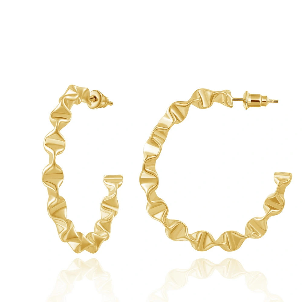 women emerald earrings -14K Gold Plated Geometric Twisted Huggie Hoops Earrings- Large Twist Hoop