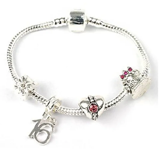 Teenager's 'Birthday Treasure' Age 13/16/18 Silver Plated Charm Bead Bracelet