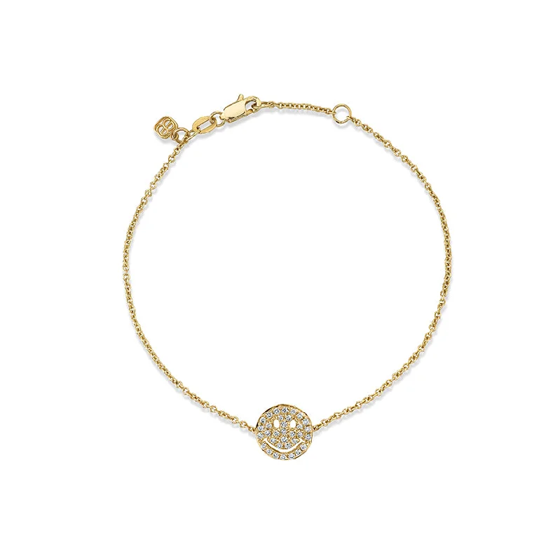 Gold & Diamond Happy Face Bracelet