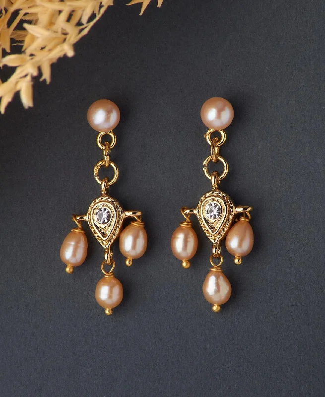 women turquoise earrings -Ethnic Pearl Hanging Earrings