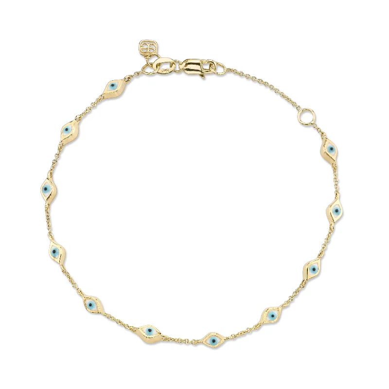 Gold & Enamel Multi Mini Eye Bracelet