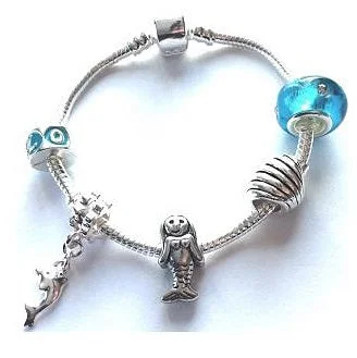 Children's 'Marine Mermaid' Silver Plated Charm Bead Bracelet