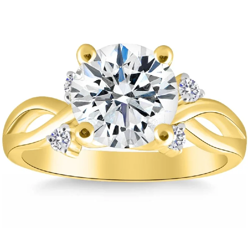 sapphire and diamond engagement rings -2 5/8Ct Moissanite & Diamond Twist Engagement Ring in 10k Yellow Gold