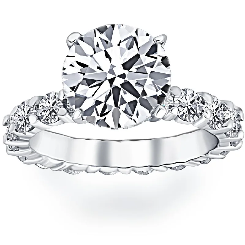 cushion cut engagement rings -5 1/2Ct Diamond Eternity Engagement Ring 14k White Gold Lab Grown