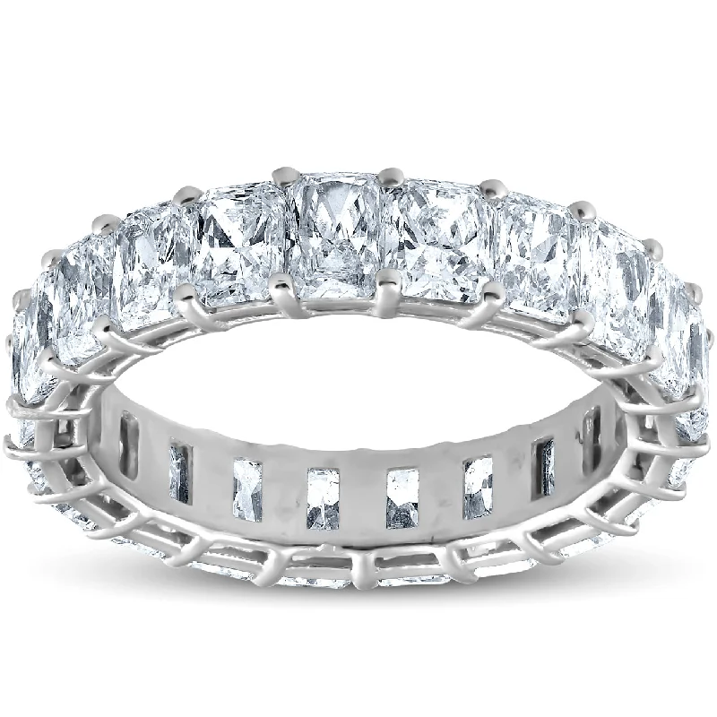 vintage-style engagement rings -5Ct Radiant Cut Diamond Platinum Eternity Ring