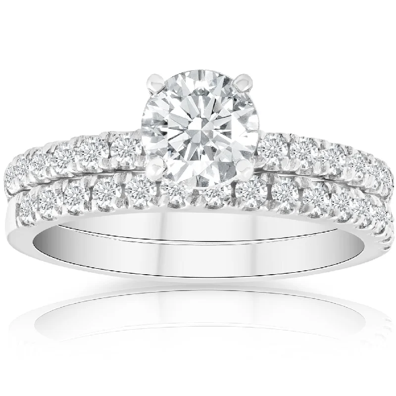 simple engagement rings with diamonds -1 3/4 Ct Diamond Engagement Wedding Set 14k White Gold