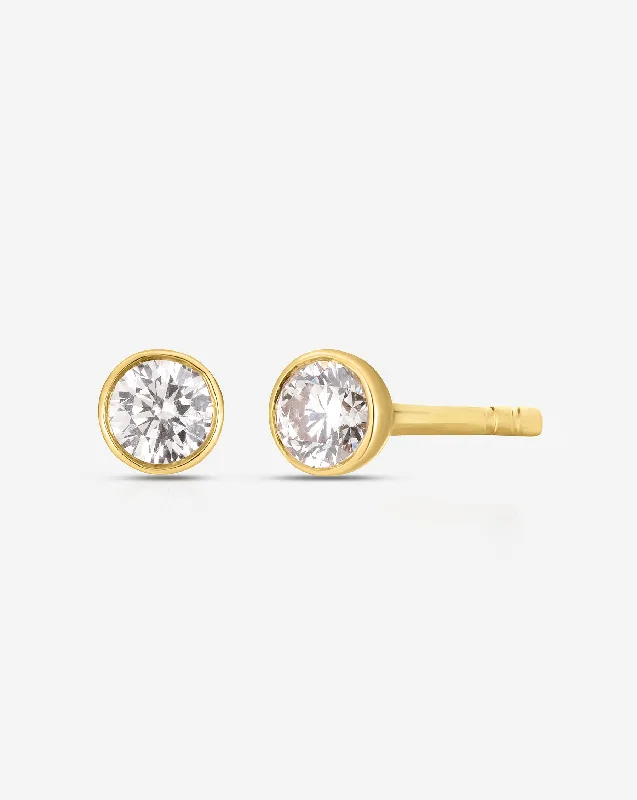 women gold dangle earrings -Bezel-Set Petite Diamond Studs