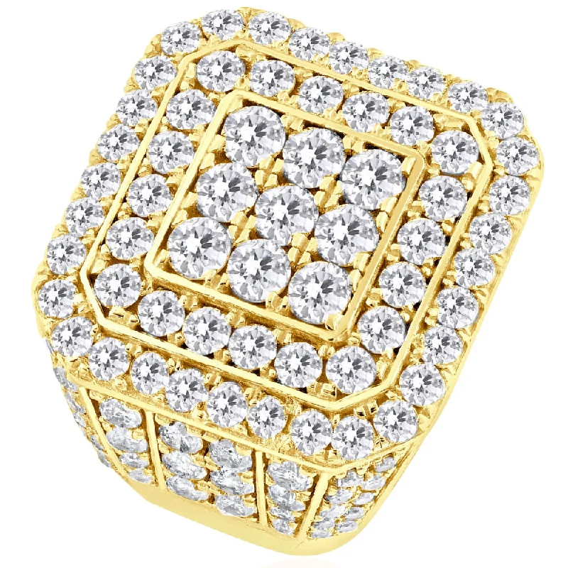 women engagement rings -5Ct Diamond Ring Men's Flashy Multi Row Wedding Band in White or Yellow Gold