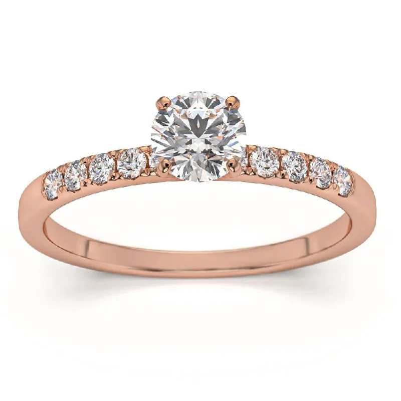 unique engagement ring designs -1/2Ct Round Cut Diamond Engagement Ring in White Yellow or Rose Gold