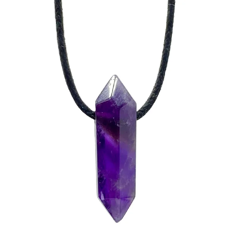 women chic necklaces -Unisex Amethyst Point Necklace