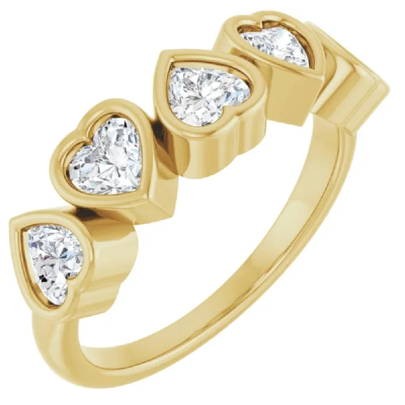 18k gold engagement rings -2Ct Heart Shape Diamond Five Stone Wedding Ring 14k Gold Anniversary Lab Grown