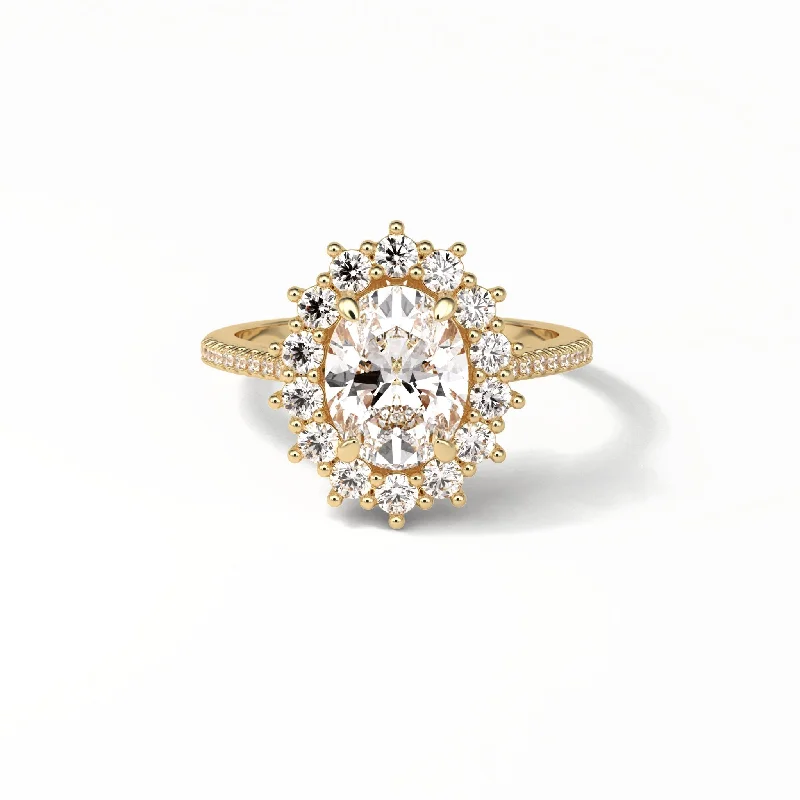 simple engagement rings -Vintage 18k Yellow Gold 1.0 Ct Oval Cut Diamond Engagement Ring