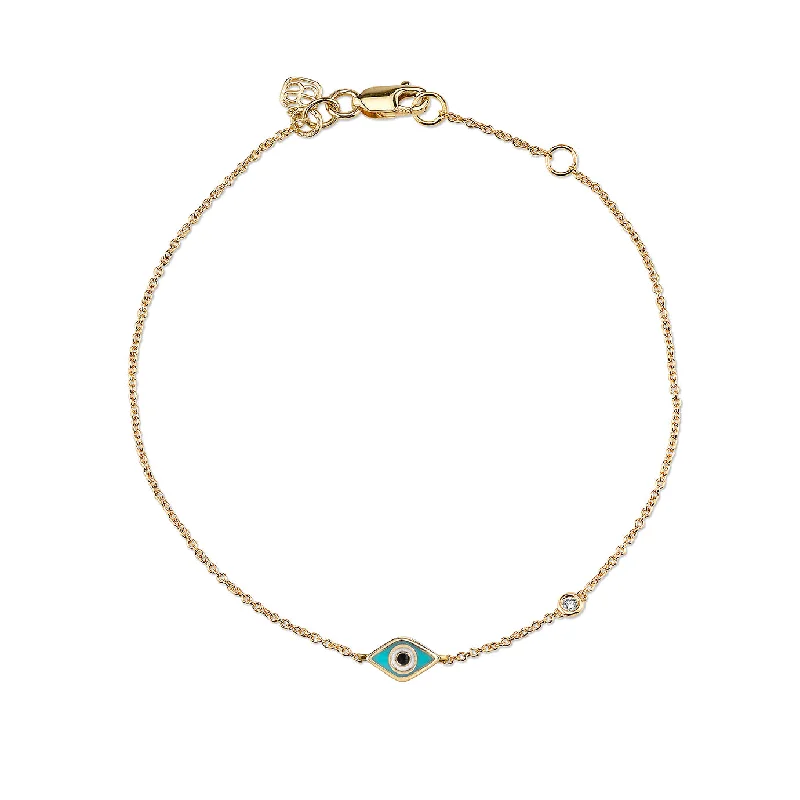 Gold & Turquoise Mini Enamel Eye Bracelet