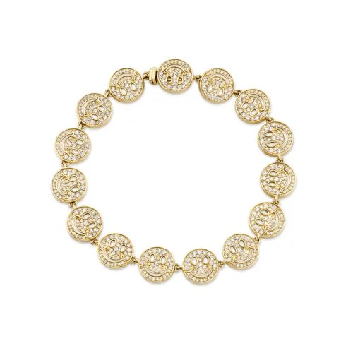 Gold & Diamond Happy Face Eternity Bracelet