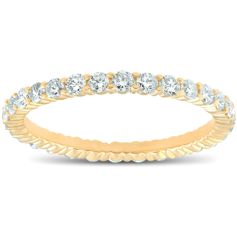 contemporary engagement rings -1 Ct T.W. Lab Grown Diamond Eternity Ring 14k Yellow Gold Stackable Wedding Band