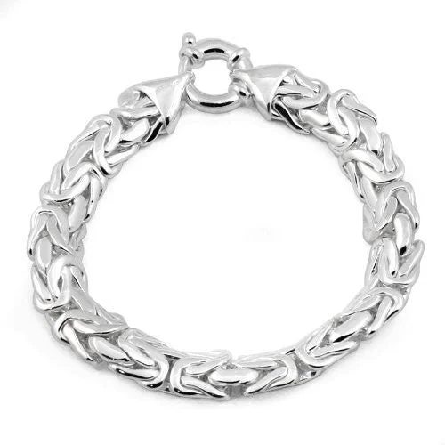 10mm Byzantine Chain Bracelet in Sterling Silver