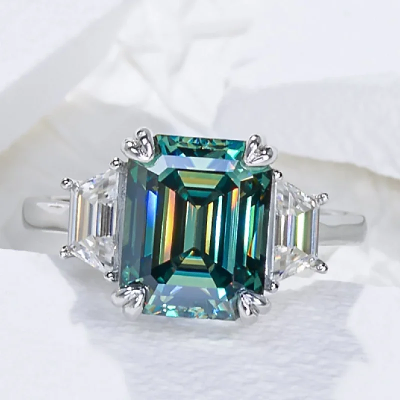 wedding ring and engagement ring sets -4.0 Ct Emerald Cut Diamond Engagement Ring