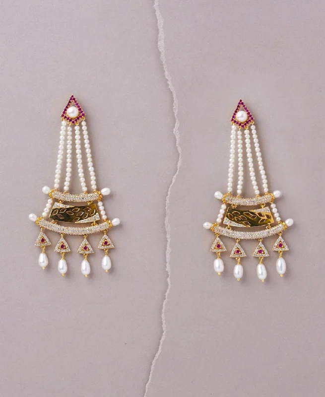 women flower earrings -Faiza Regal Chandeliers Earring