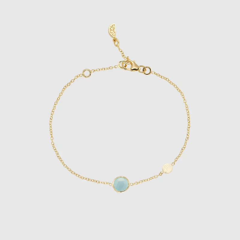 Salina Aqua Chalcedony and Gold Disc Bracelet