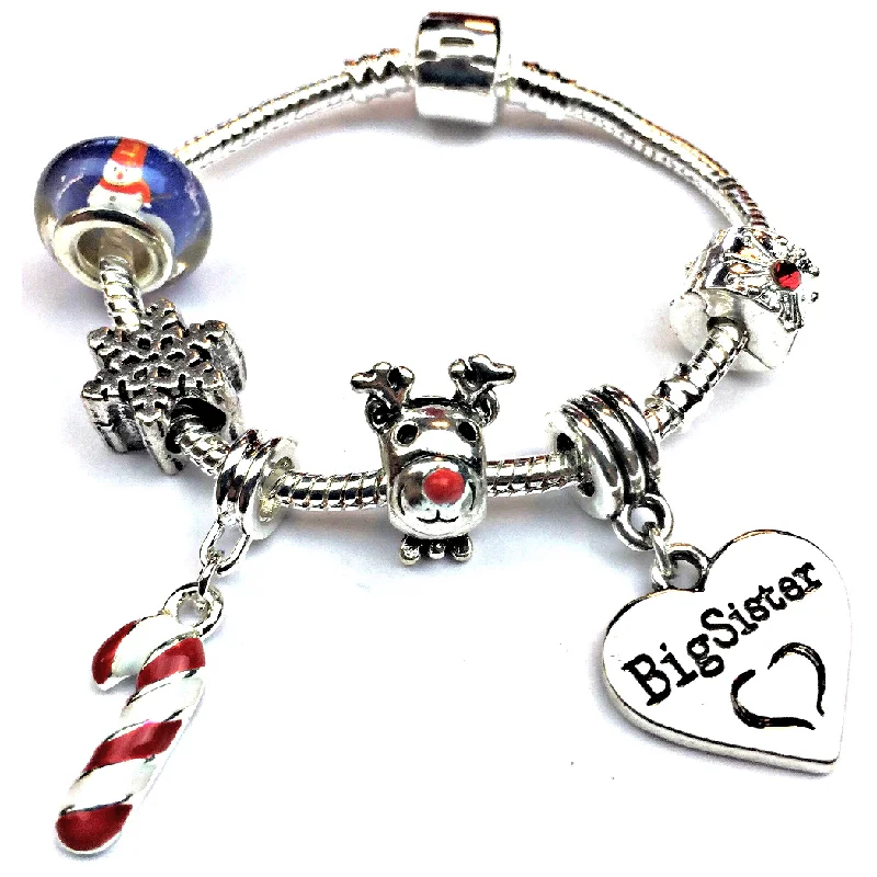 Children's Big Sister 'Christmas Wishes' Silver Plated Charm Bracelet