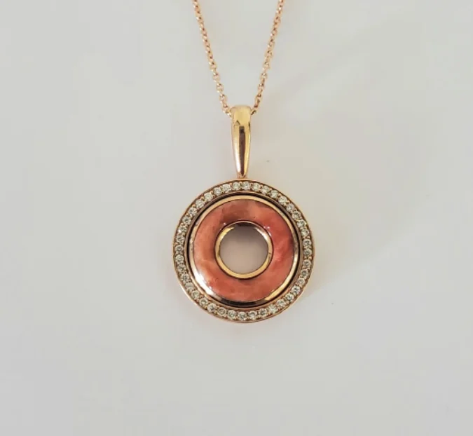 women fashion necklaces -14kt Rose Gold Coral and Diamond Pendant