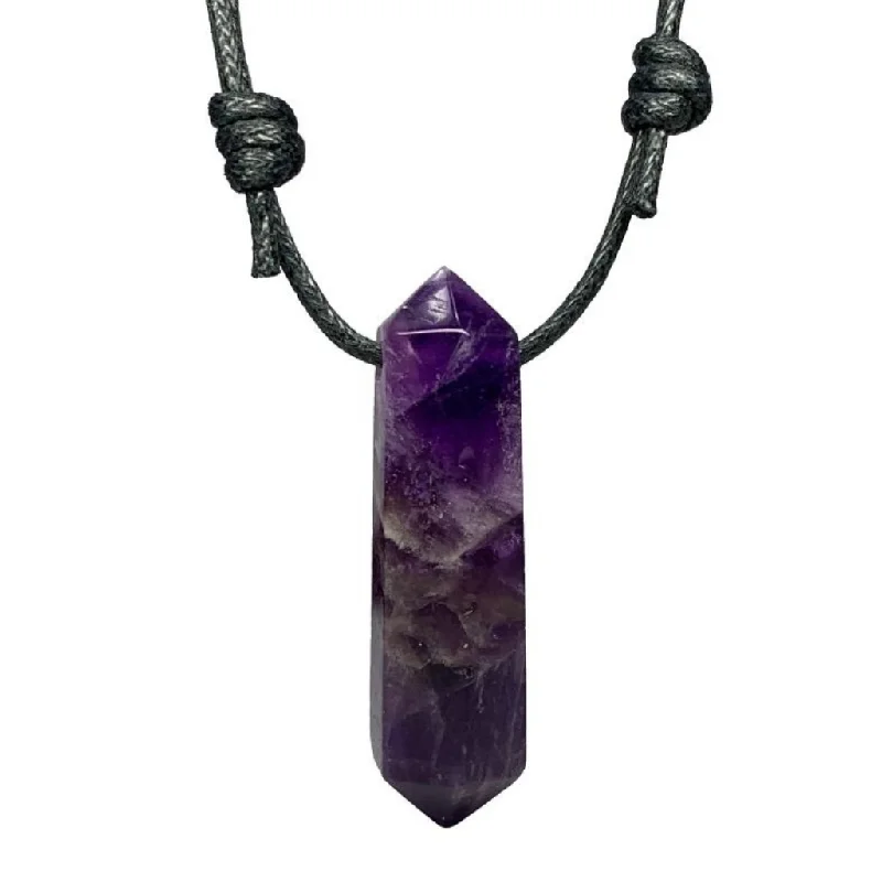 women eco-friendly necklaces -Unisex Natural Amethyst Point Necklace