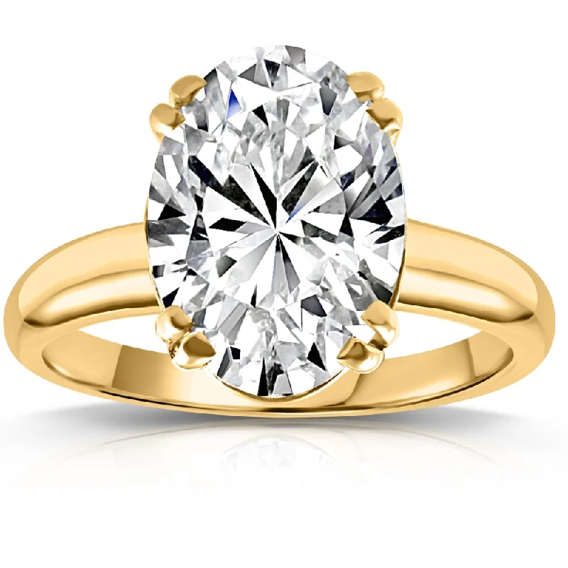 custom designed engagement rings -Certified 4 Ct Oval Diamond Solitaire Engagement Ring 14k Yellow Gold