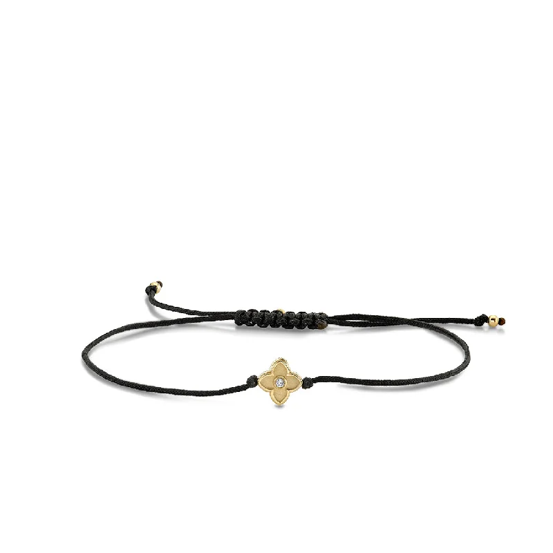 Gold & Diamond Moroccan Flower Cord Bracelet