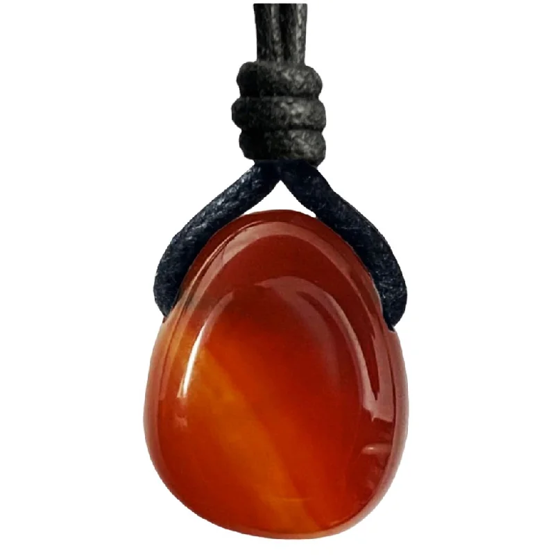 women crystal pendant necklaces -Luck Strings Carnelian Pendant - Ember Glow